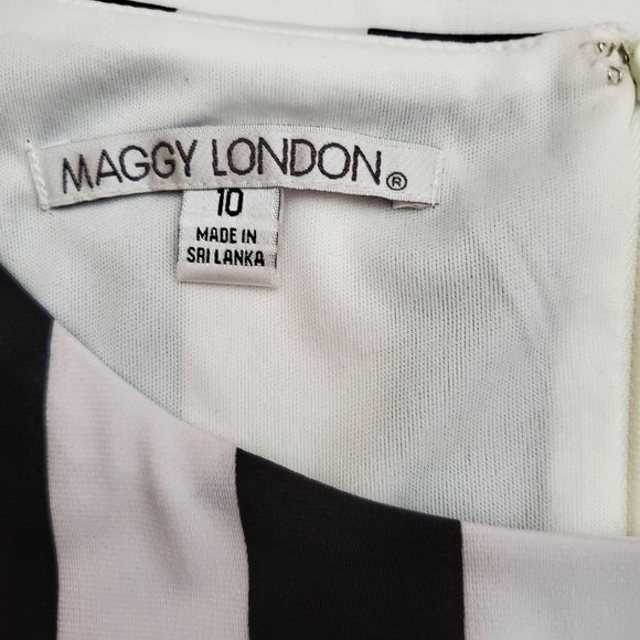 Maggy London Womens Stripe Printed Sleeveless Sheath Jersey Midi Dress Sz 10 NWT - Picture 10 of 14